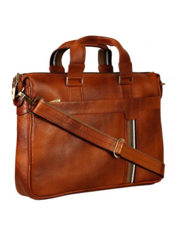 Genuine Leather Tan Messenger Shoulder Laptop Unisex Bag 8318